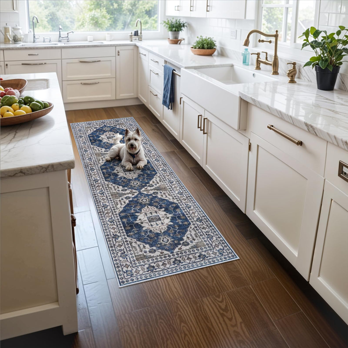 Vintage Washable Non-Slip Hallway Runner Rug, 2' x 7'