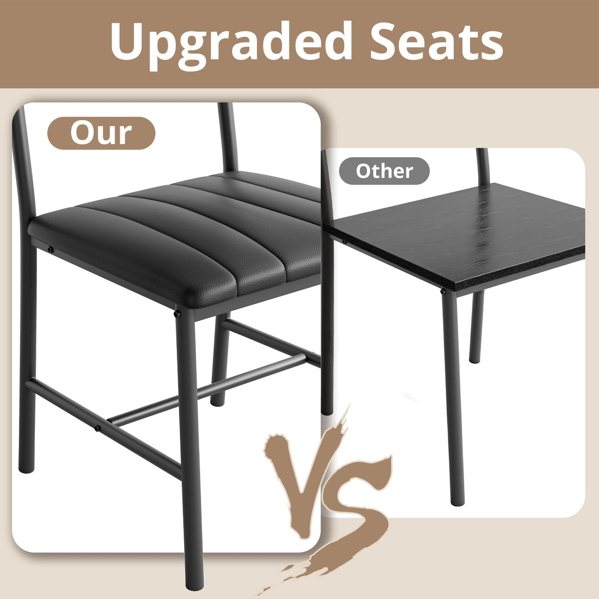 IRONCK Dining Table Set for 4, Kitchen Table with Upholstered Bench and 2 Chairs, Kitchen Table and Chairs Set for Small Space, Apartment