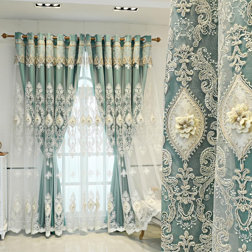YAJUYunLin French-Style Layered Embroidered Curtains