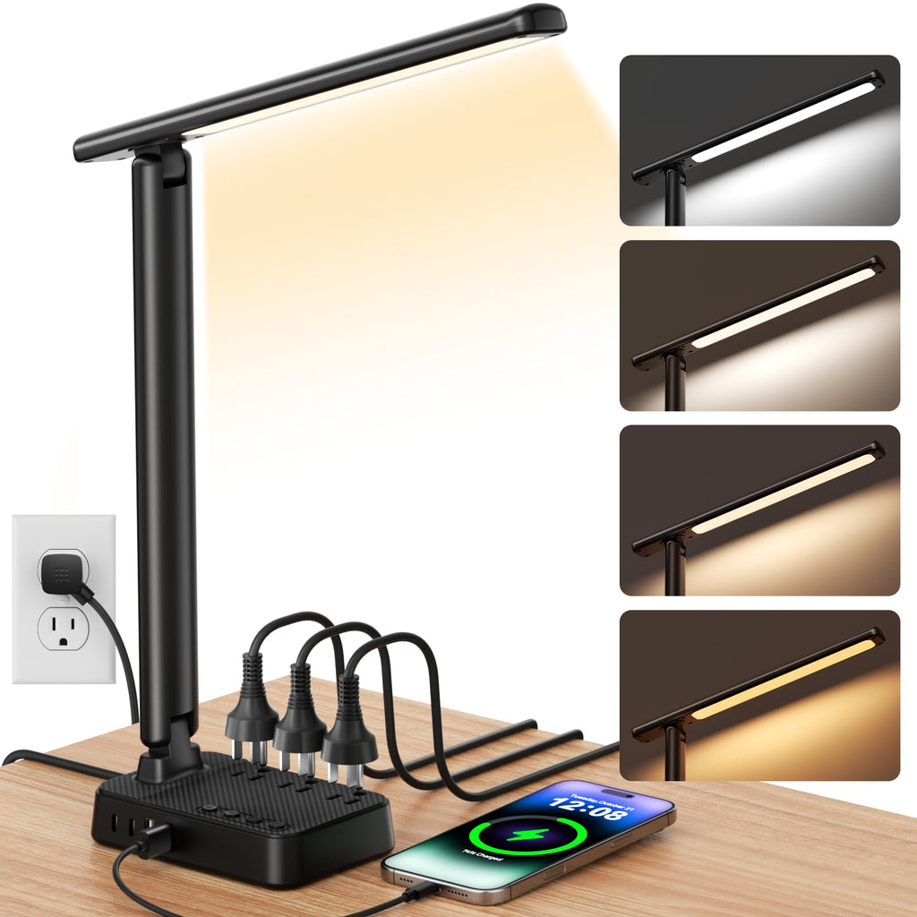 Airlonv LED Desk Lamp with Clamp, 17" Stepless Dimming Light