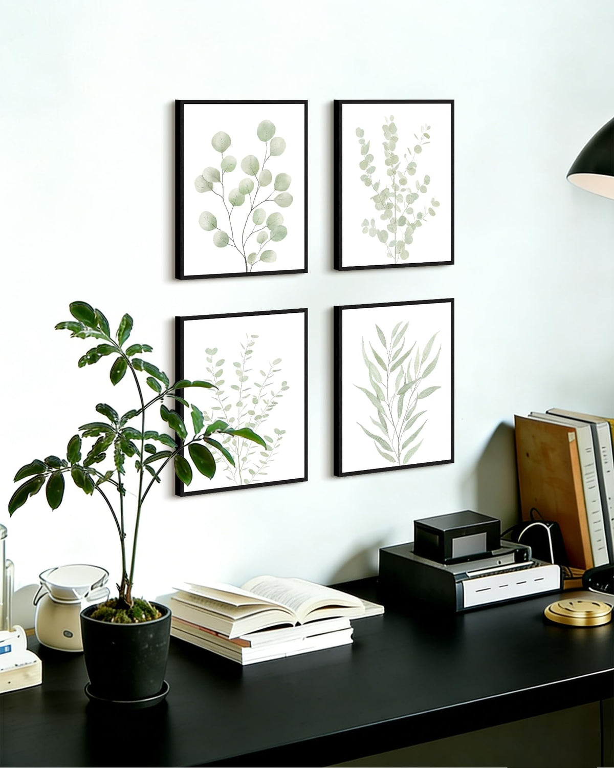 Drsoum Botanical Plant Framed Wall Art Boho Wall Decor for Bathroom Sage Green Eucalyptus Leaf Prints Minimalist Aesthetic