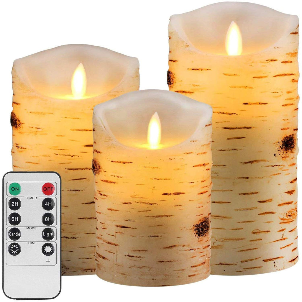 AKU TONPA Flameless Candles Battery Operated Pillar Real Wax Electric LED Candle Sets with Remote Control Cycling 24 Hours Timer, 4" 5" 6" Pack of 3