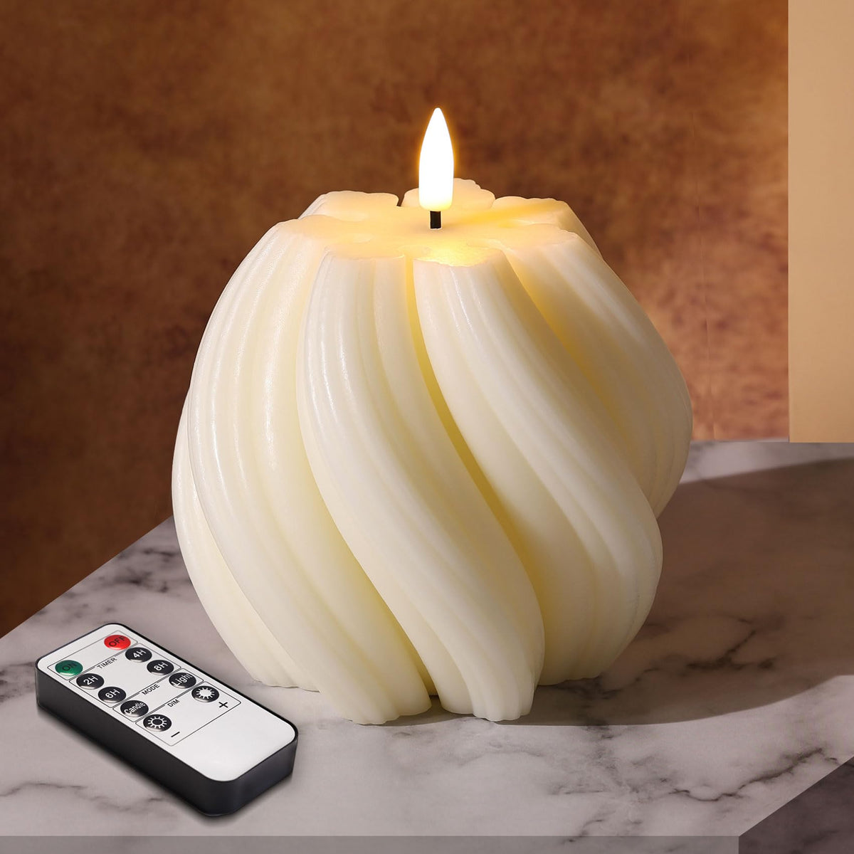 Girimax Swirl Flickering Flameless Candles with Remote Timer