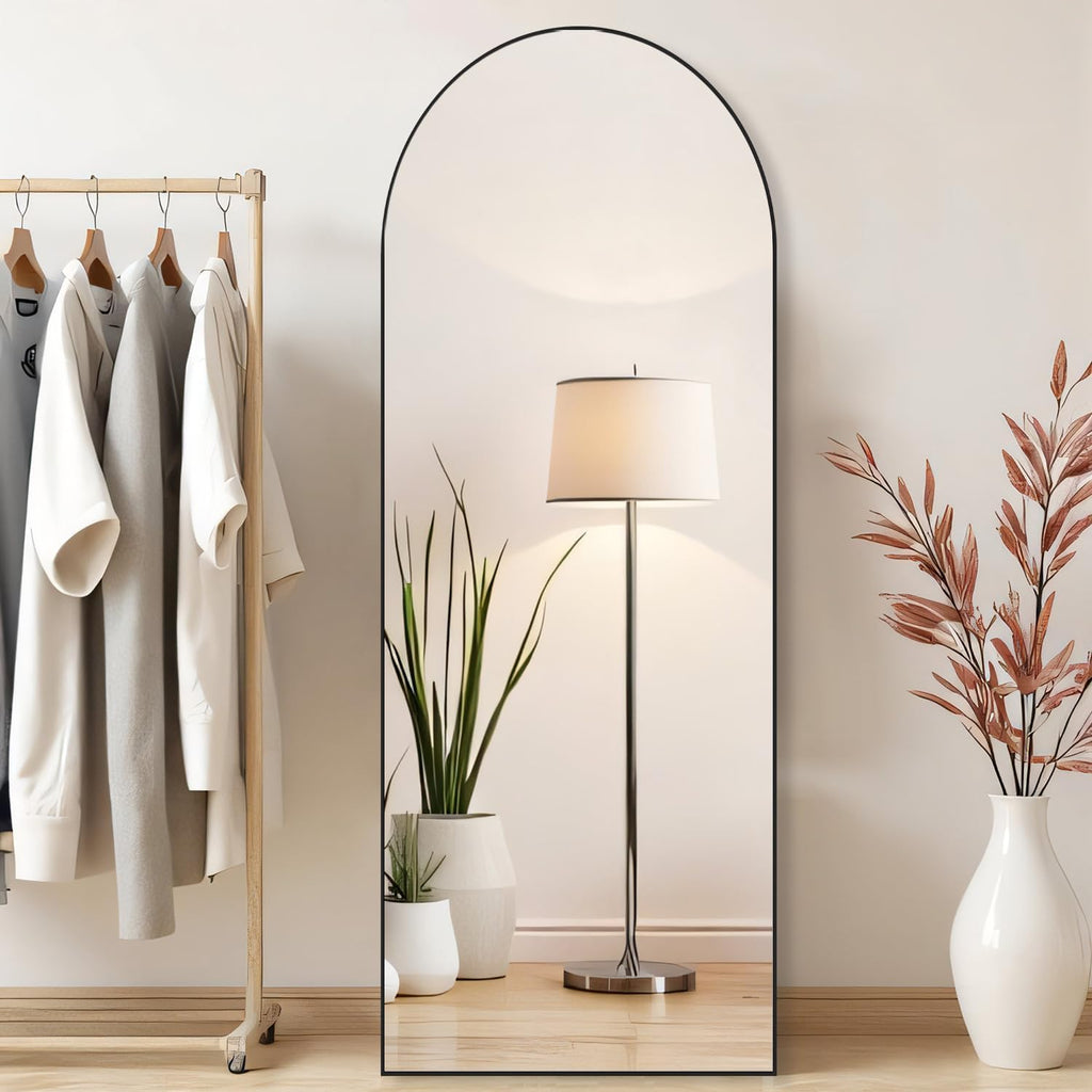 Aidoly Mirror Full Length, Upgraded Body Wall Mirrors with Shatter-Proof Glass, Floor Standing, Hanging or Leaning, Tall Mirror with Stand Aluminum Alloy Frame for Bedroom Cloakroom