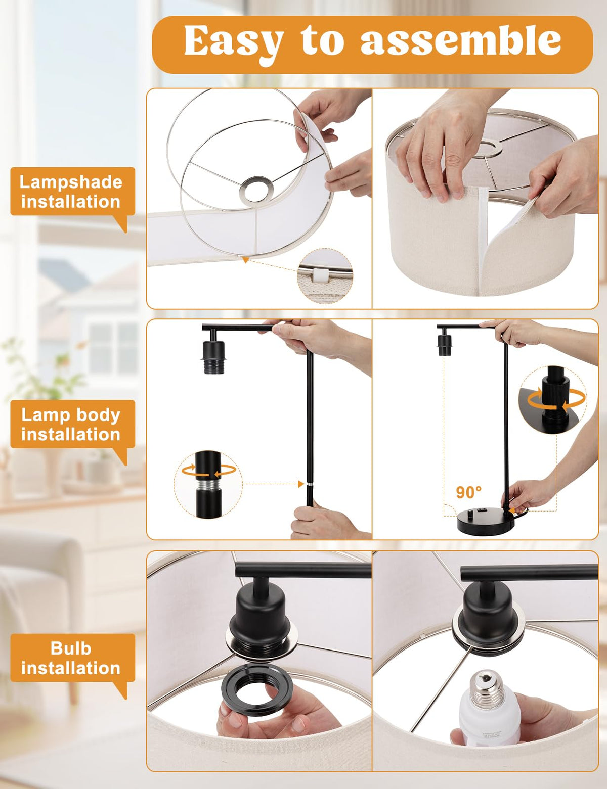 20.7-Inch Dimmable Table Lamp with USB Port & Outlet