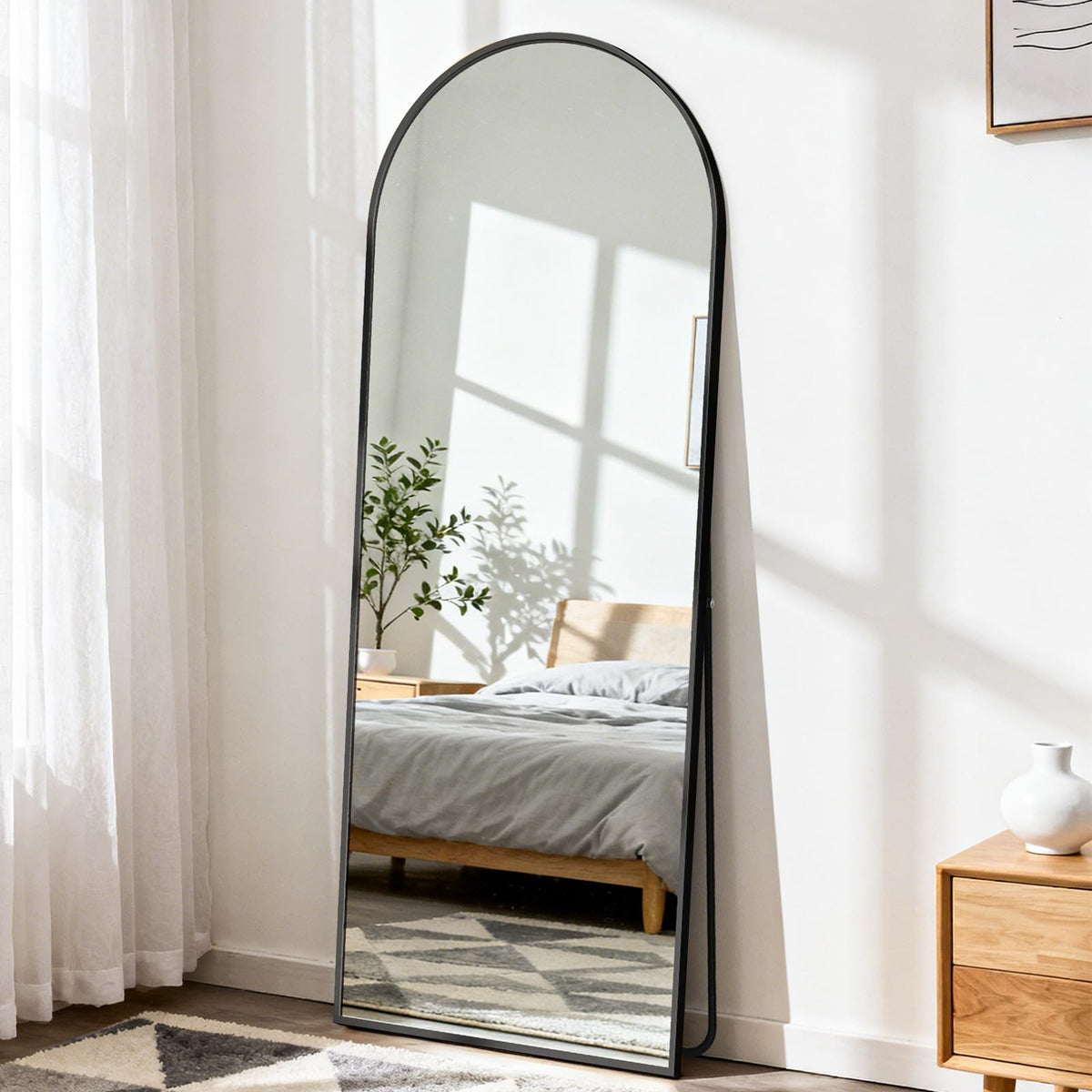 Aidoly Mirror Full Length, Upgraded Body Wall Mirrors with Shatter-Proof Glass, Floor Standing, Hanging or Leaning, Tall Mirror with Stand Aluminum Alloy Frame for Bedroom Cloakroom