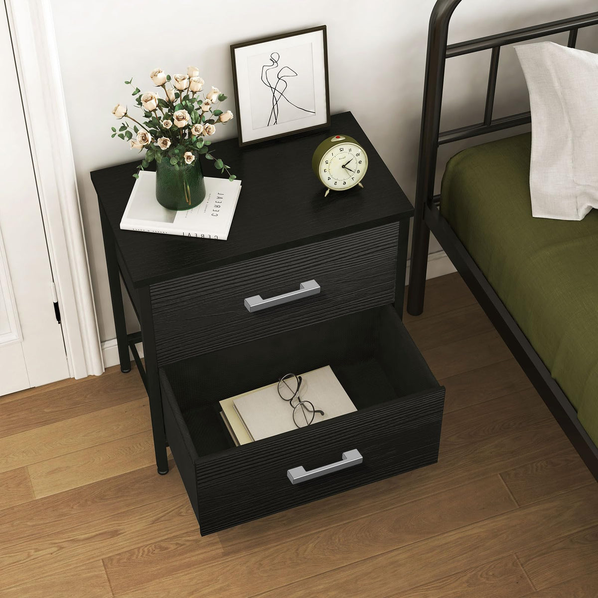 KAI-ROAD Dresser and Nightstand Set 3 Piece Dresser with 6 Fabric Drawers for Bedroom Sets Modern