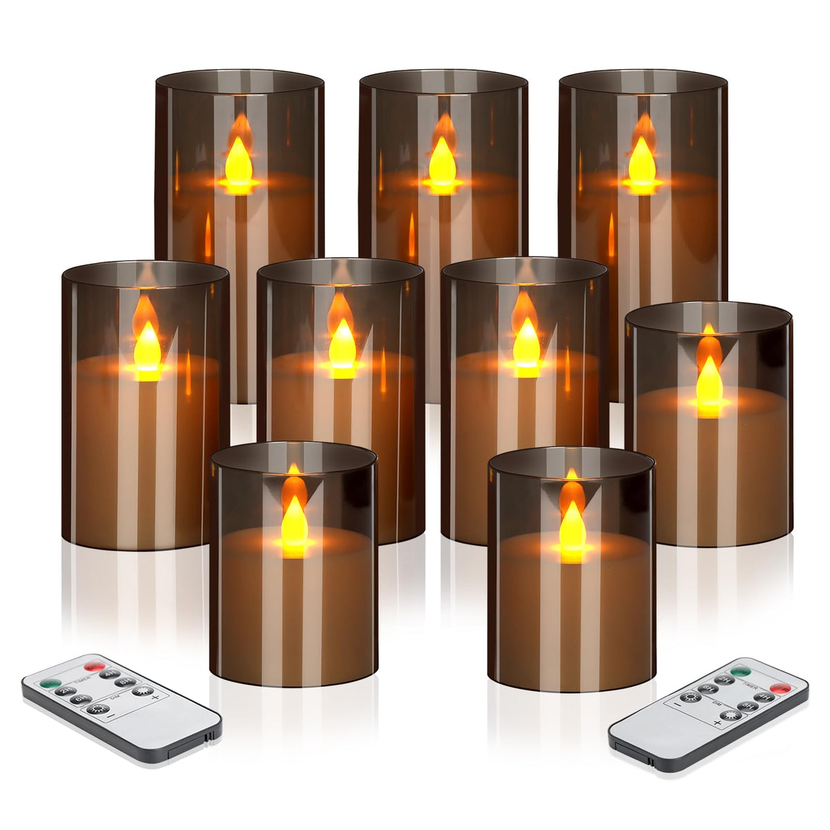 wemarry Flameless Candles 4" 5" 6" Acrylic Glass Pillars 3" Diameter Battery Operated Flickering Candles Include 8-Key Remote with Timer Function 400+ Hours