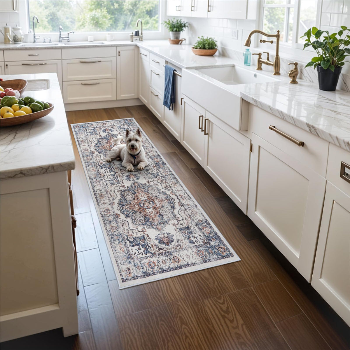 Vintage Washable Non-Slip Hallway Runner Rug, 2' x 7'