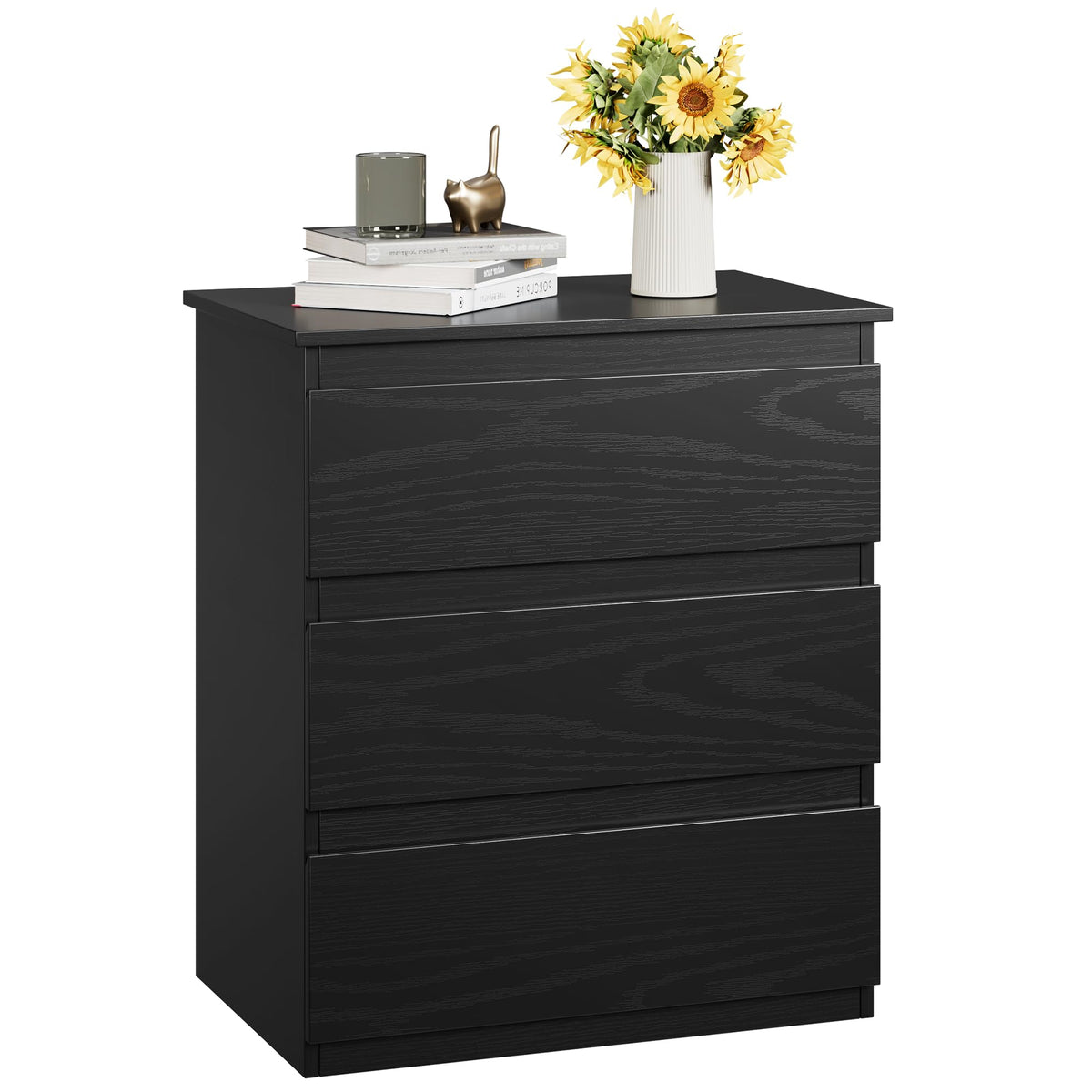 Bamjoy Nightstand with 3 Drawers, Beside Table with Drawers for Bedroom, Small Side Table Storage Cabinet 3 Drawer Night Stand for Home Office