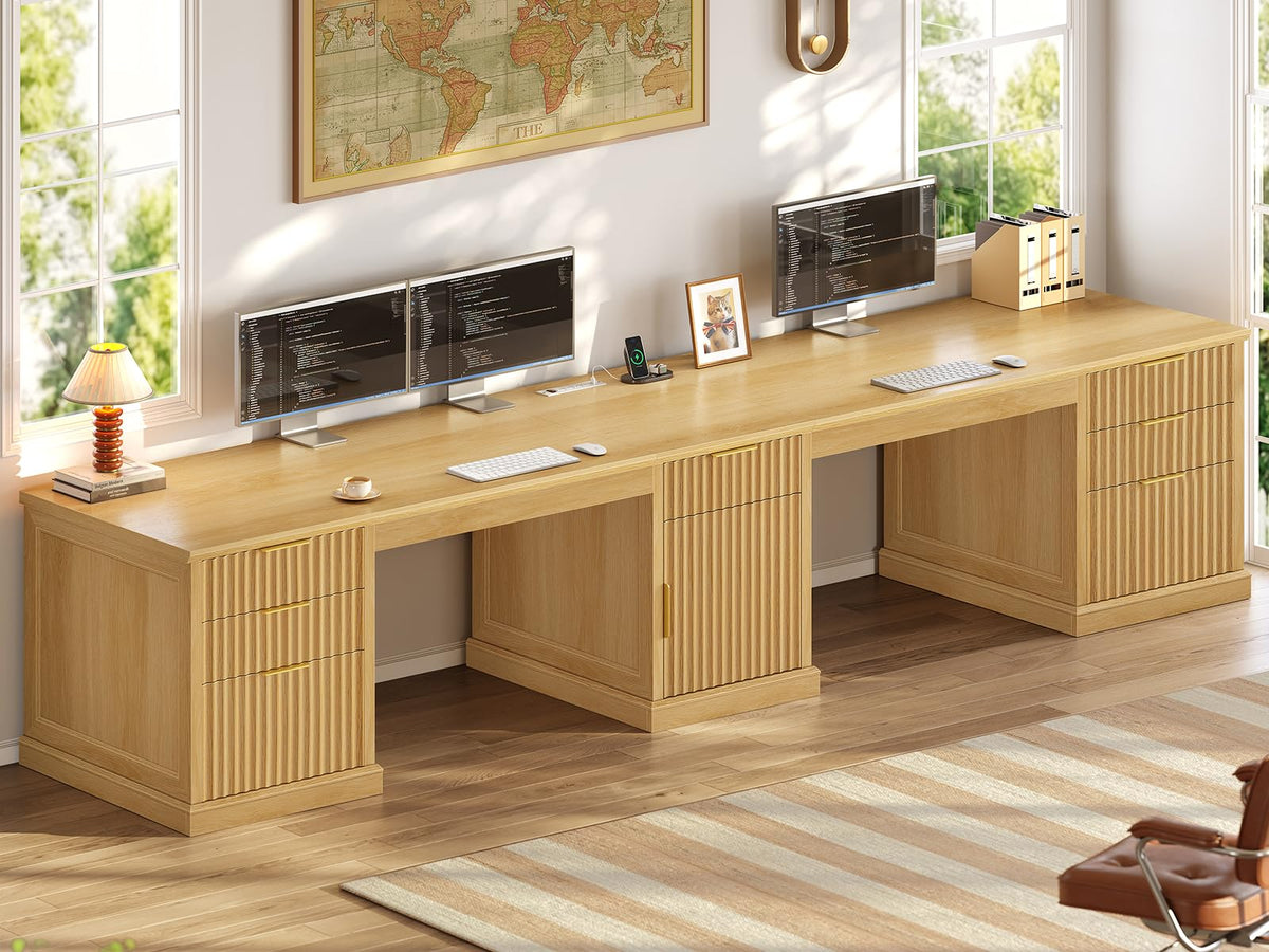 SEDETA Farmhouse Desk with Drawers for Home Office