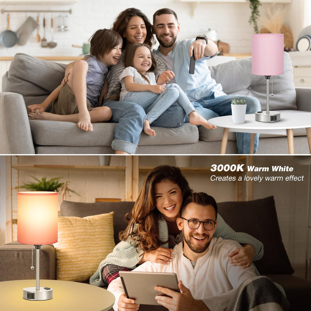 Dicoool Pull Chain Bedside Lamps for Bedroom,Small Lamp