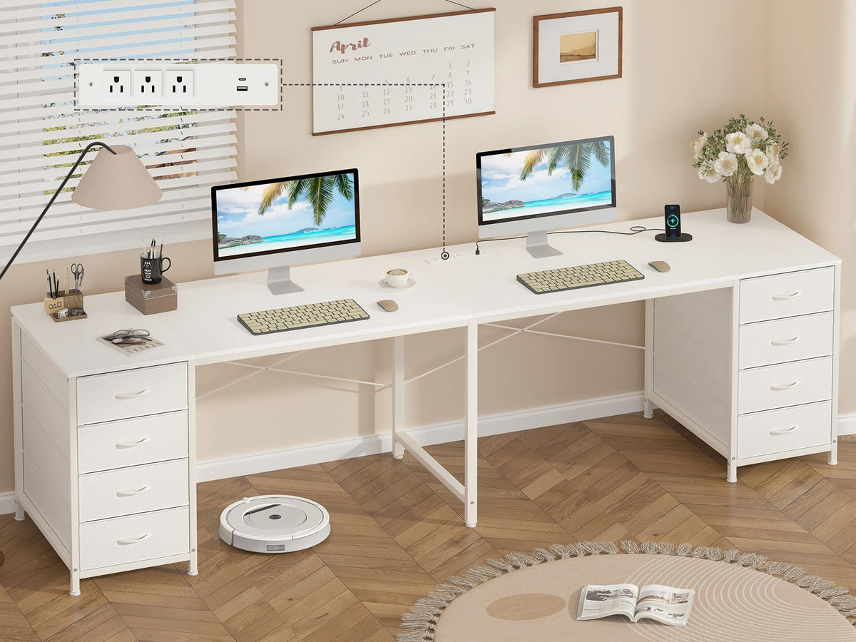 YOMILUVE Computer Desk with 8 Drawers