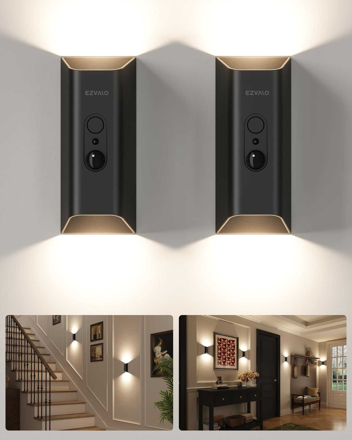 EZVALO Motion Sensor Wall Light with Remote Control, Wireless Wall Lamp, 3 Color Temps, Dimmable, Magnetic, LED Indoor Rechargeable Wall Sconce, 4000mAh, for Hallway, Stair, Bedroom, Renters