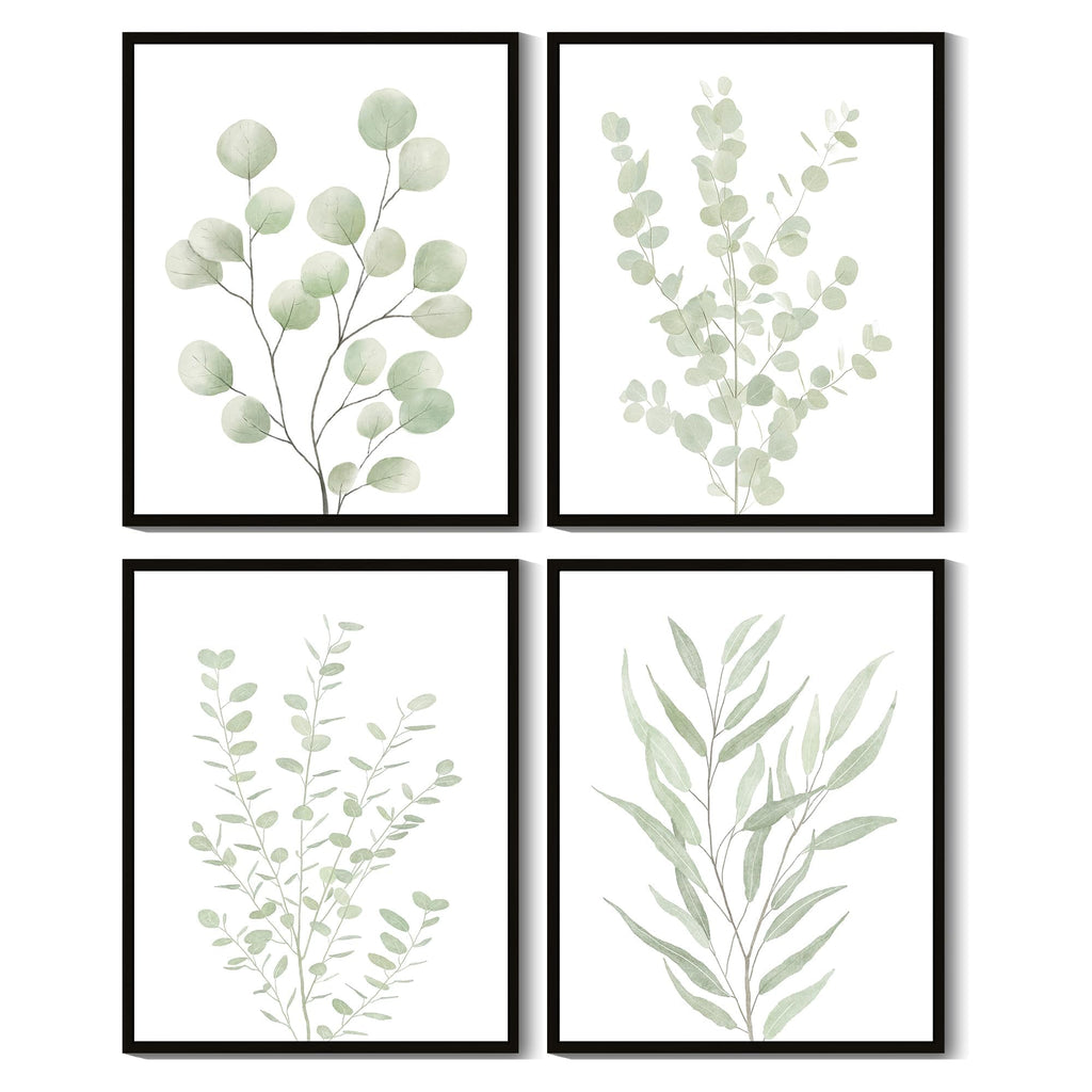 Drsoum Botanical Plant Framed Wall Art Boho Wall Decor for Bathroom Sage Green Eucalyptus Leaf Prints Minimalist Aesthetic