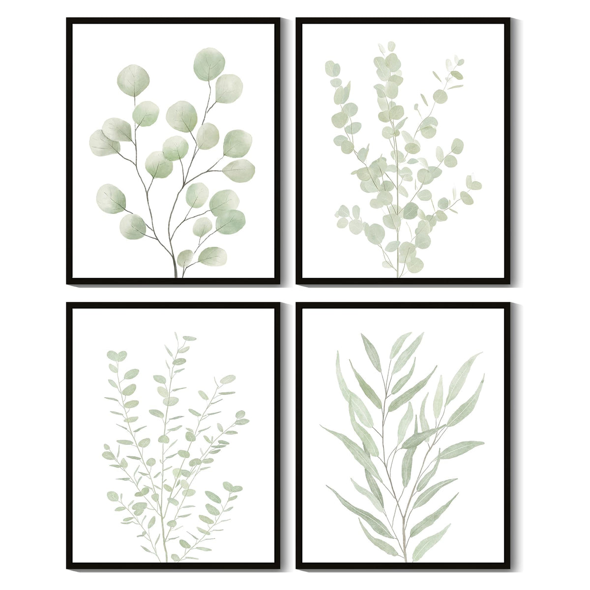 Drsoum Botanical Plant Framed Wall Art Boho Wall Decor for Bathroom Sage Green Eucalyptus Leaf Prints Minimalist Aesthetic