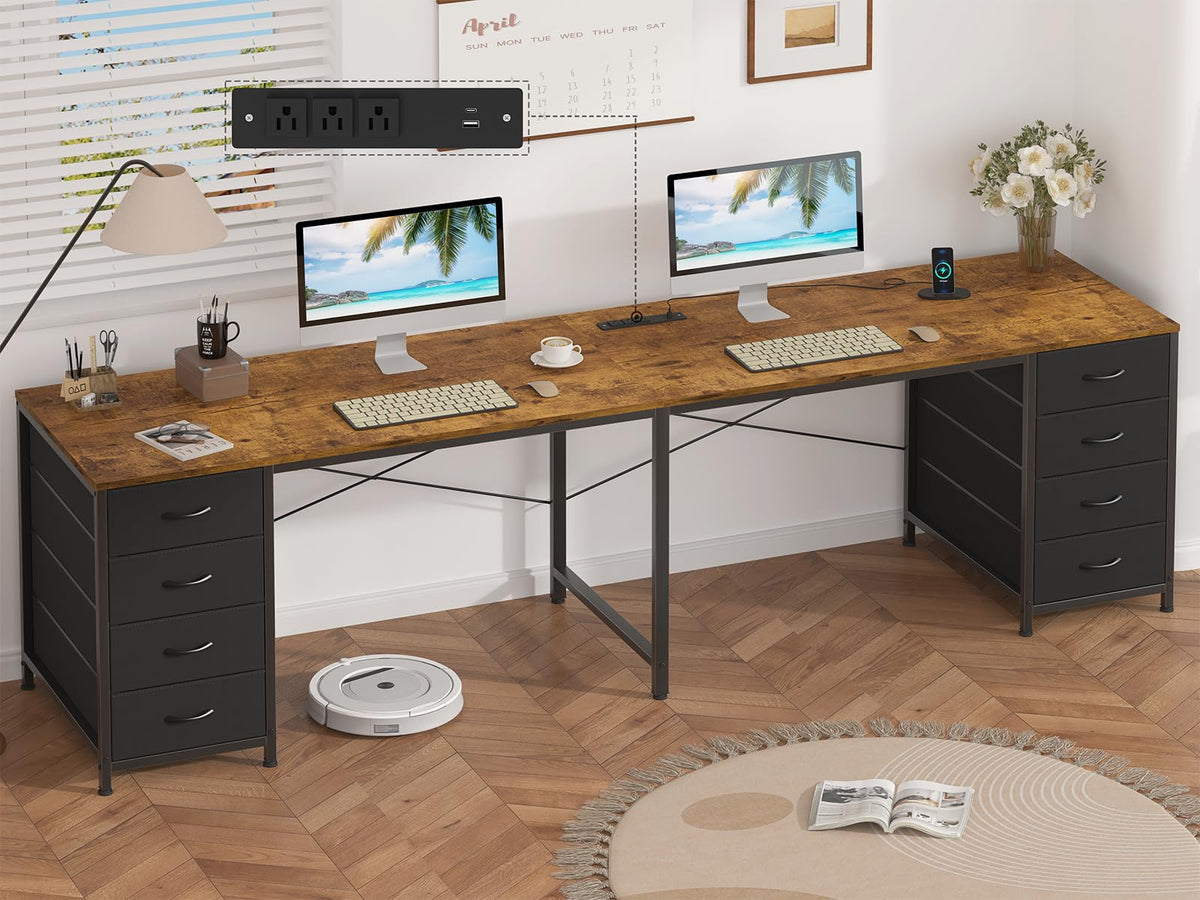 YOMILUVE Computer Desk with 8 Drawers