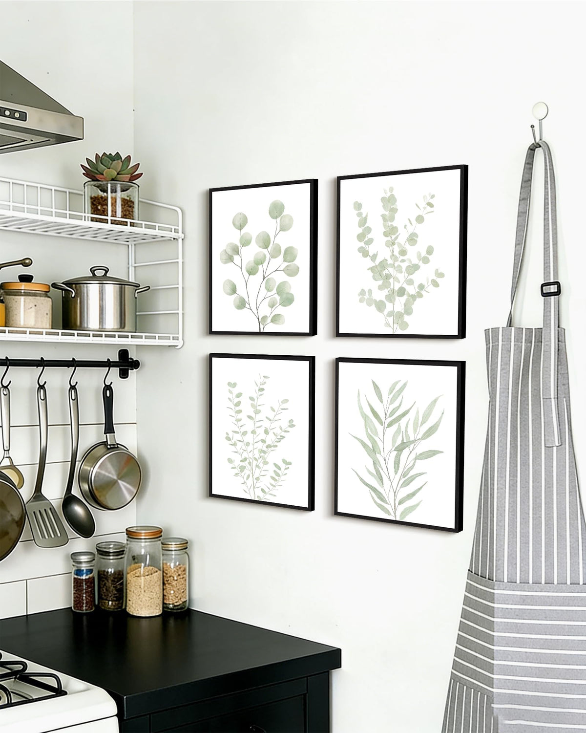Drsoum Botanical Plant Framed Wall Art Boho Wall Decor for Bathroom Sage Green Eucalyptus Leaf Prints Minimalist Aesthetic