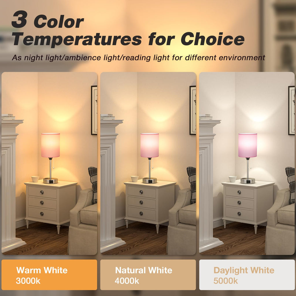 Dicoool Pull Chain Bedside Lamps for Bedroom,Small Lamp