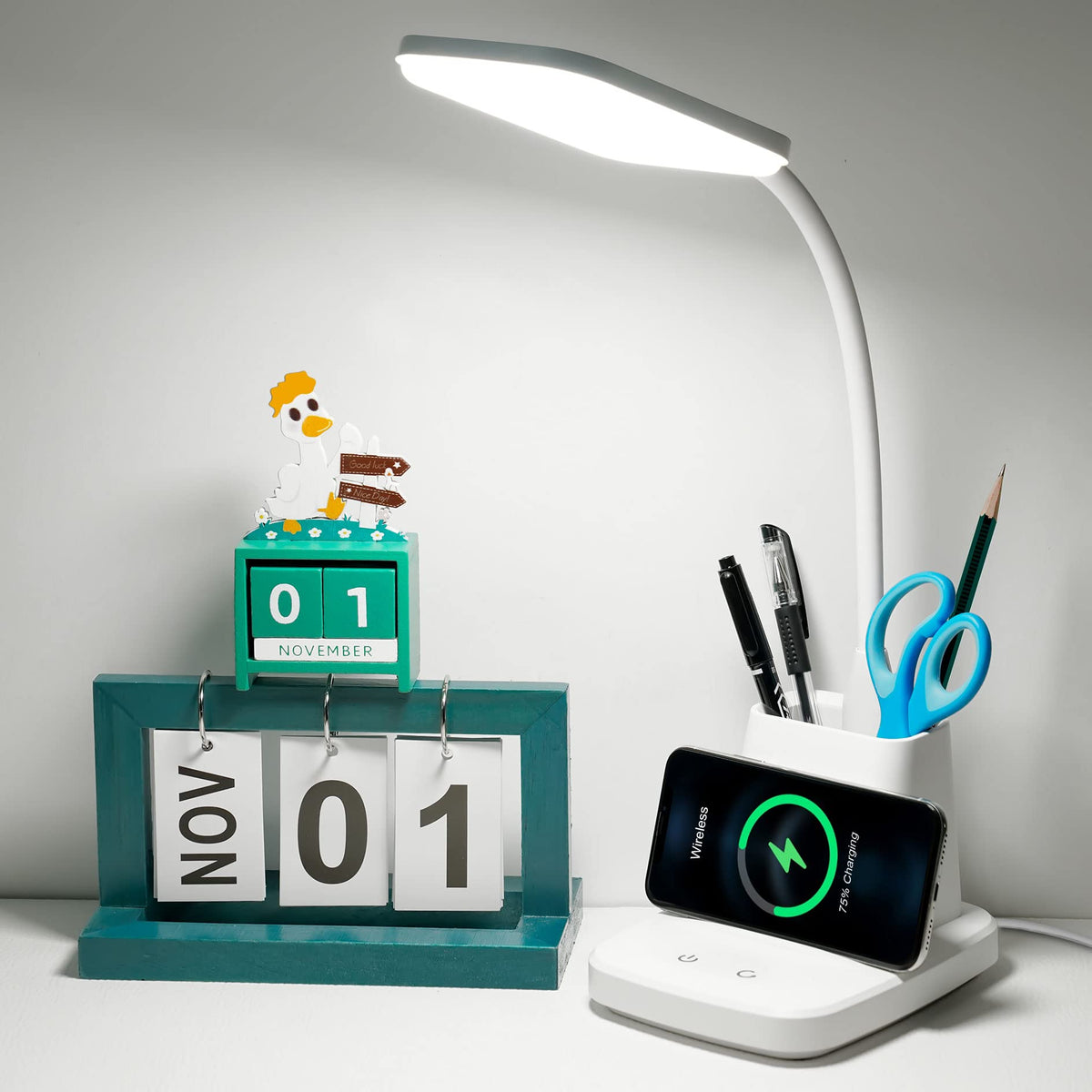 Sailstar Desk Lamp, Wireless Charger Small Desk Lamp, 3 Color Modes