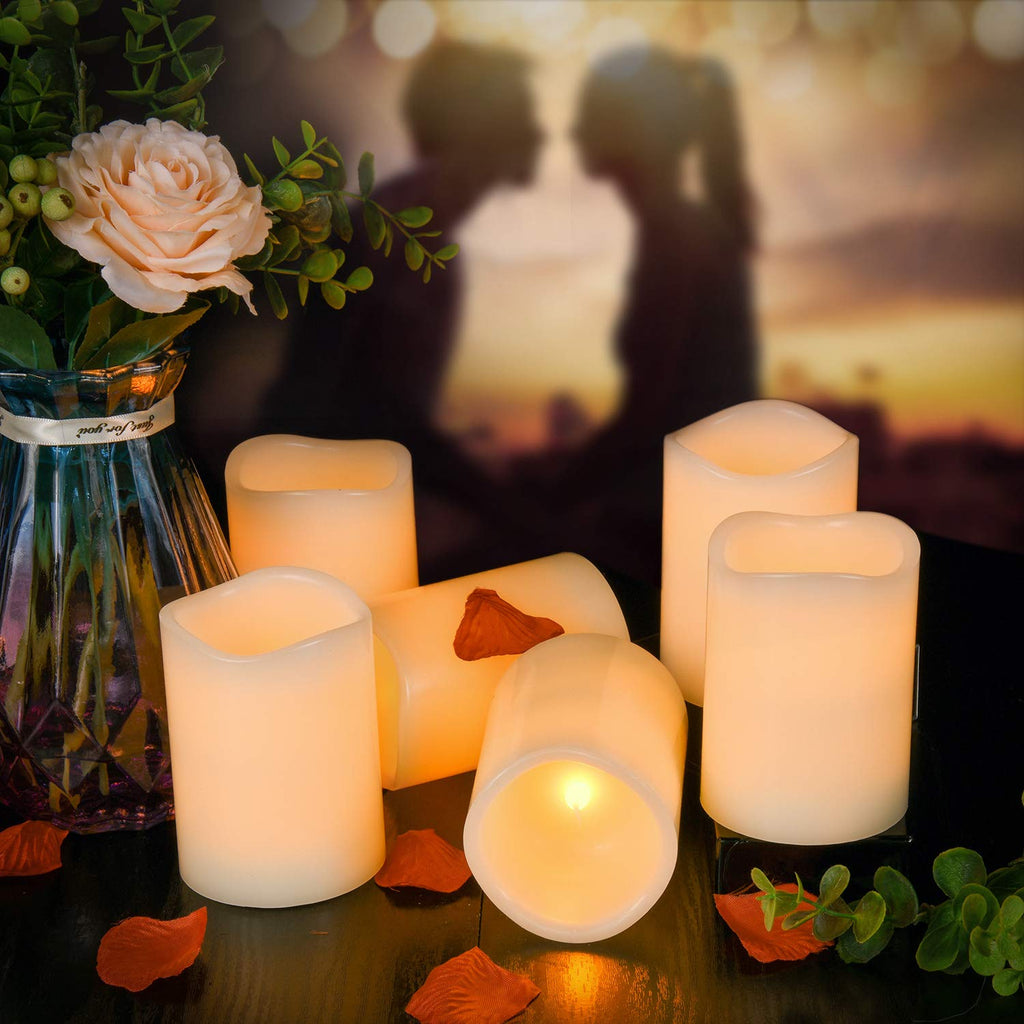 AKU TONPA Flameless Candles Battery Operated Pillar Real Wax Electric LED Candle Sets with Remote Control Cycling 24 Hours Timer, 4" 5" 6" Pack of 3