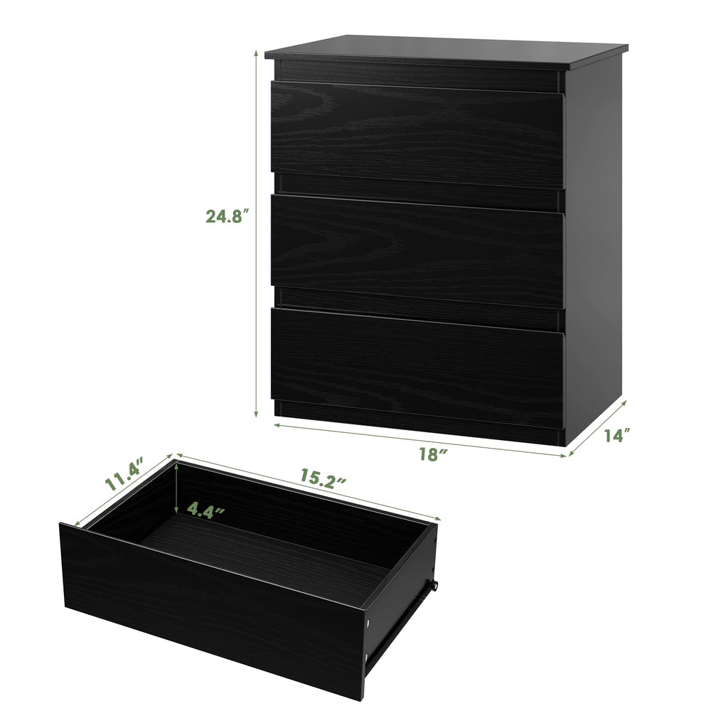 Bamjoy Nightstand with 3 Drawers, Beside Table with Drawers for Bedroom, Small Side Table Storage Cabinet 3 Drawer Night Stand for Home Office