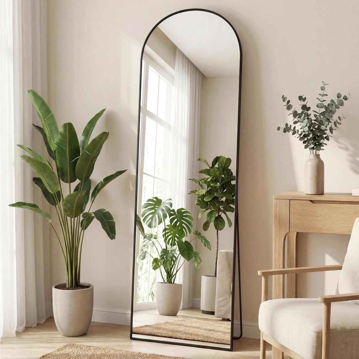 Aidoly Mirror Full Length, Upgraded Body Wall Mirrors with Shatter-Proof Glass, Floor Standing, Hanging or Leaning, Tall Mirror with Stand Aluminum Alloy Frame for Bedroom Cloakroom