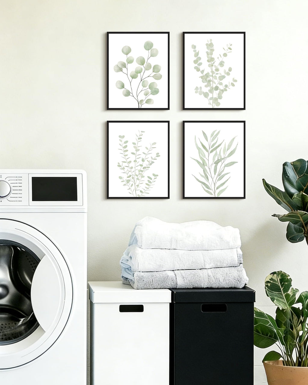 Drsoum Botanical Plant Framed Wall Art Boho Wall Decor for Bathroom Sage Green Eucalyptus Leaf Prints Minimalist Aesthetic