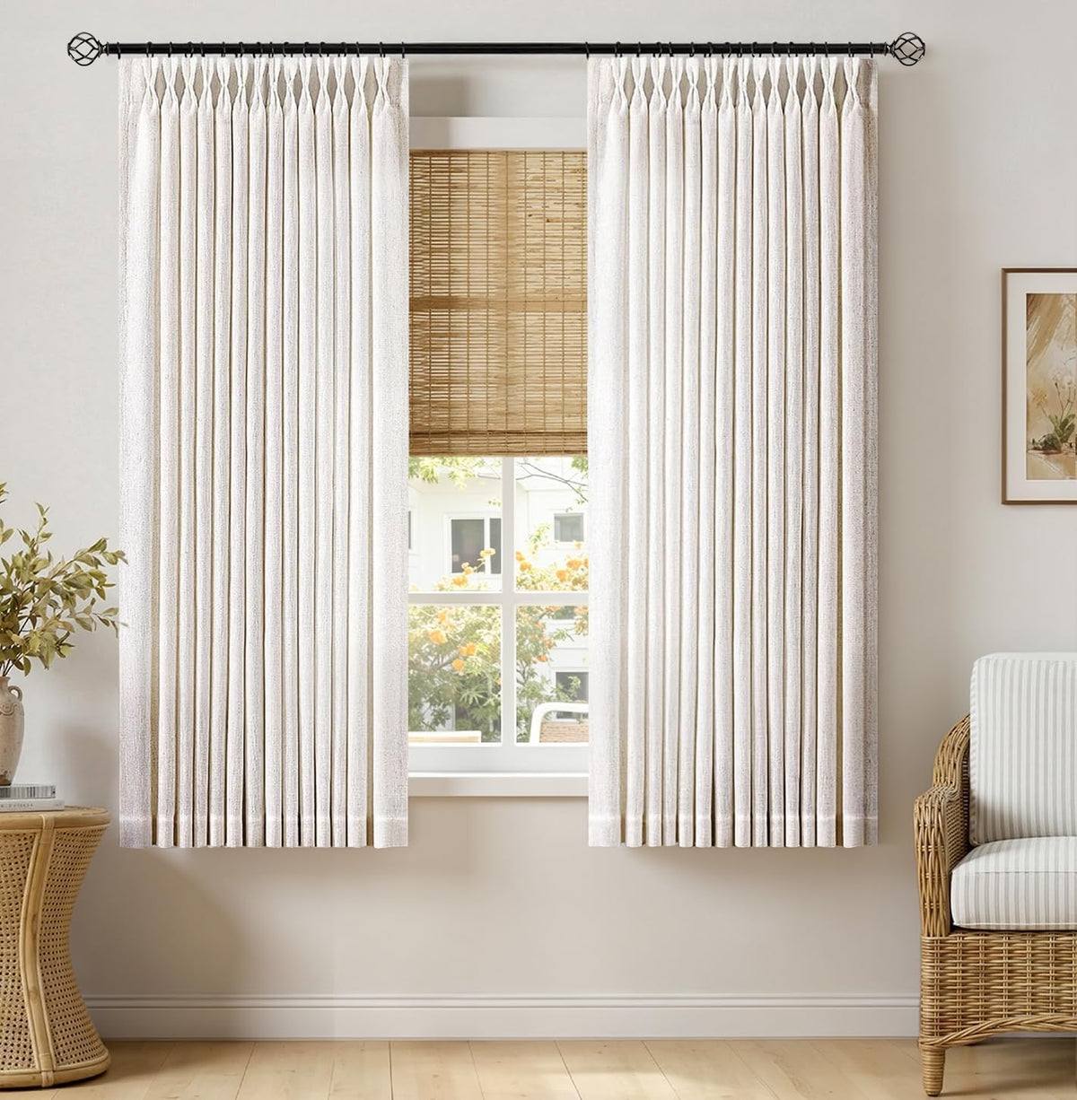 MIULEE Pinch Pleated Linen Light Filtering Curtains