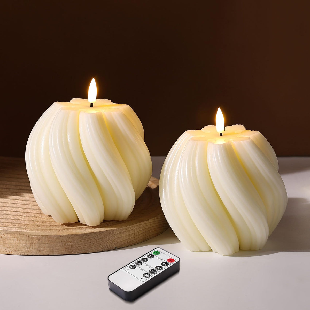 Girimax Swirl Flickering Flameless Candles with Remote Timer