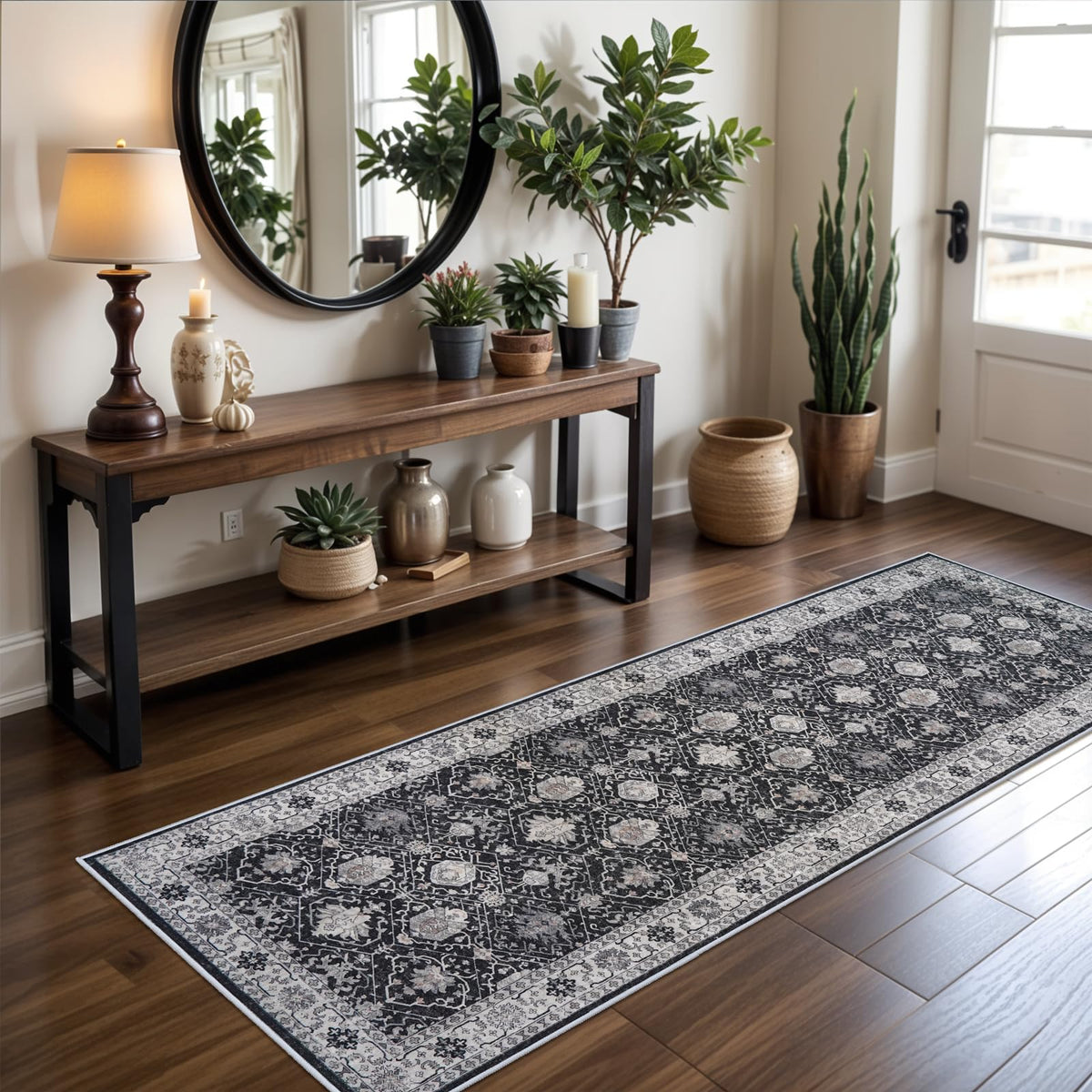 Vintage Washable Non-Slip Hallway Runner Rug, 2' x 7'