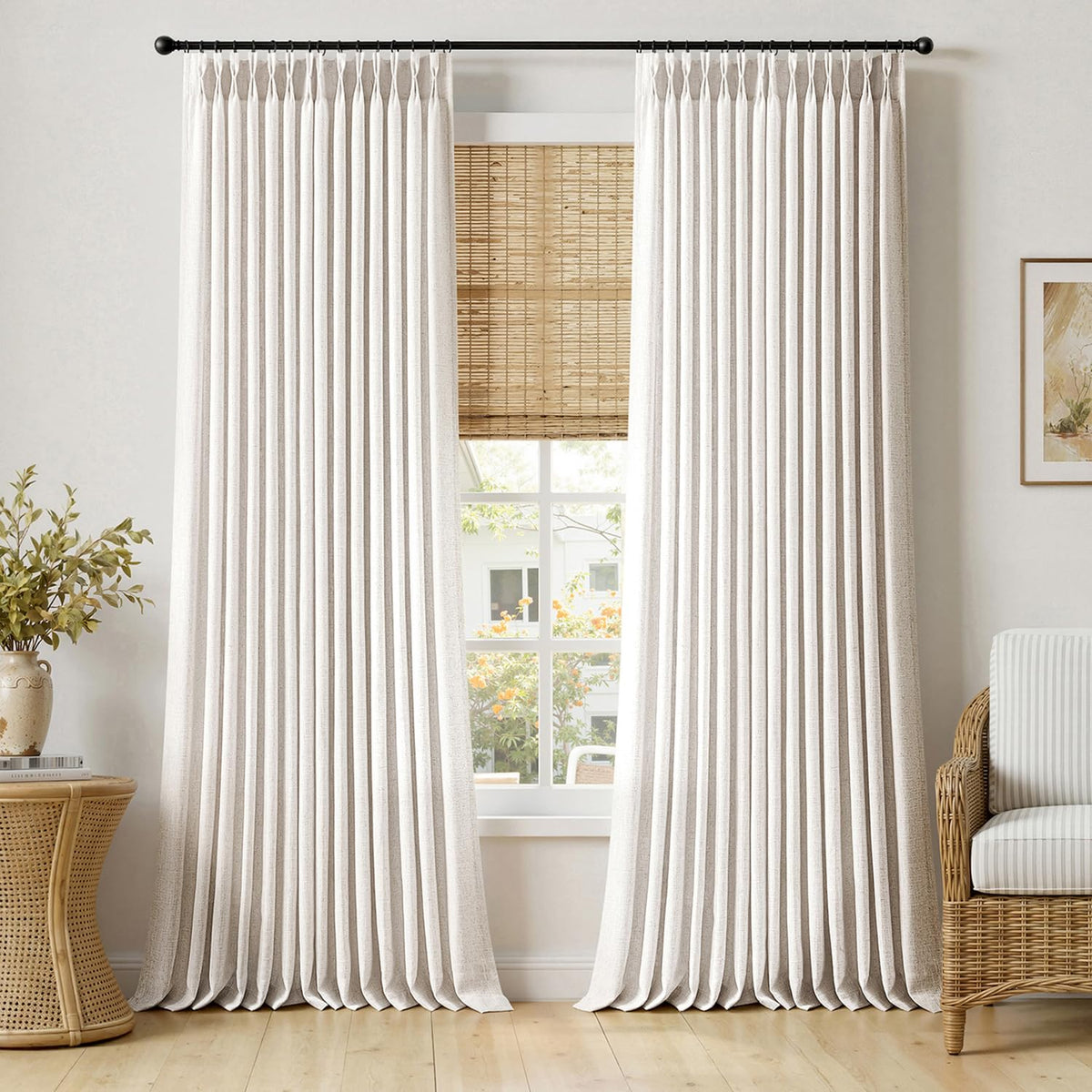 MIULEE Pinch Pleated Linen Light Filtering Curtains