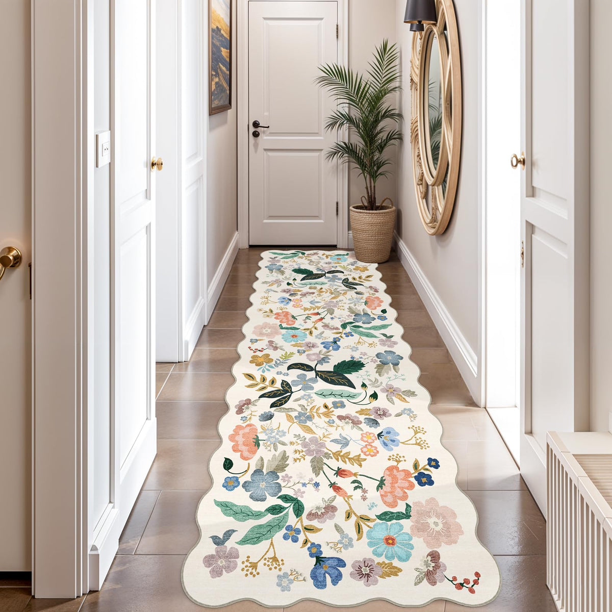 Vintage Washable Non-Slip Hallway Runner Rug, 2' x 7'