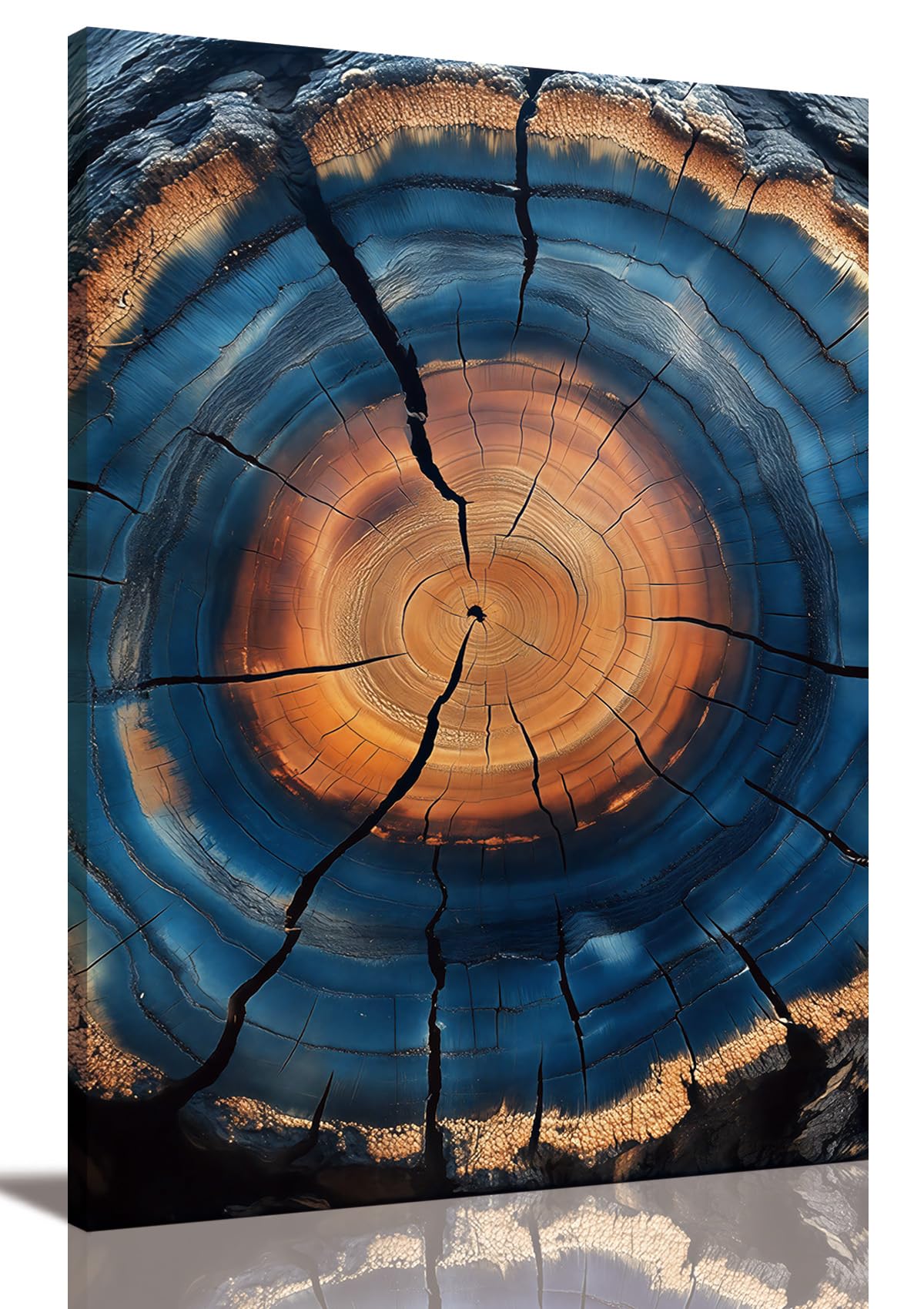 IBHJSART Framed Tree Ring Canvas Wall Art Abstract Colorful Wood Stump Decor Painting Prints Modern Minimalist Pictures Neutral Nature Rustic Farmhouse Living Room Bedroom Bathroom Office