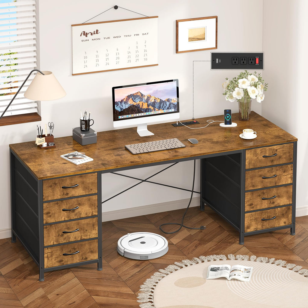 YOMILUVE Computer Desk with 8 Drawers