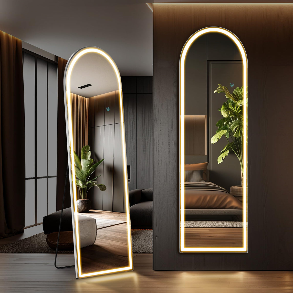 Aidoly Mirror Full Length, Upgraded Body Wall Mirrors with Shatter-Proof Glass, Floor Standing, Hanging or Leaning, Tall Mirror with Stand Aluminum Alloy Frame for Bedroom Cloakroom