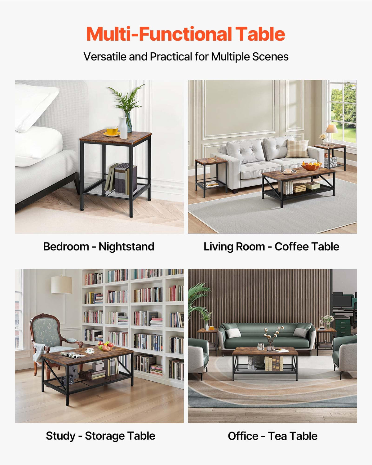 VEVOR 3 Pieces Living Room Table Sets