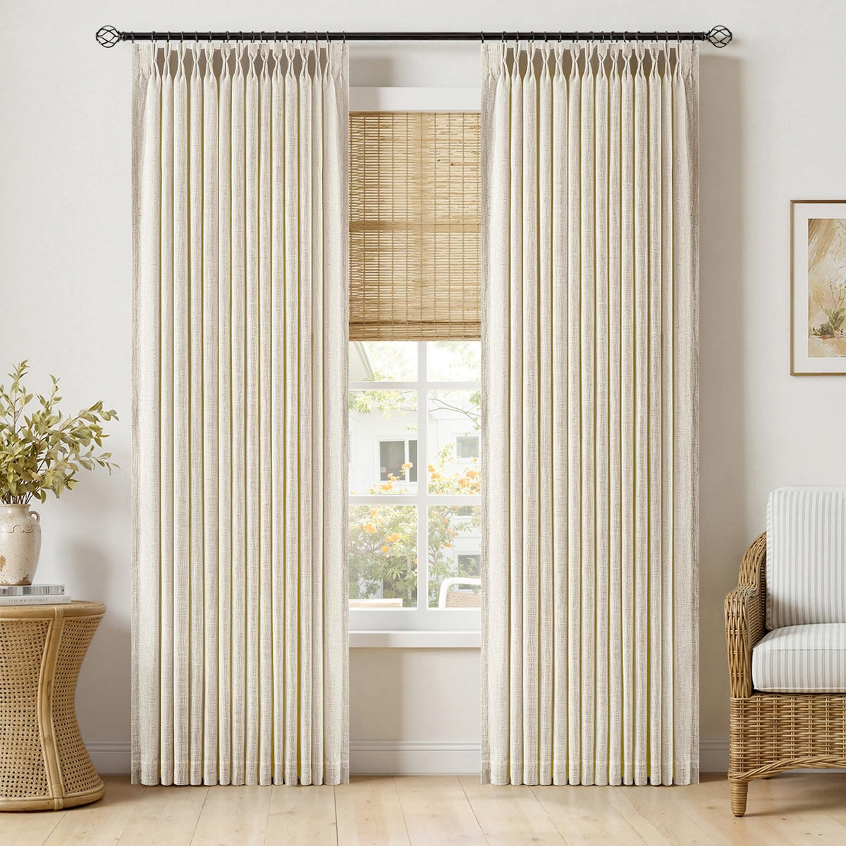 MIULEE Pinch Pleated Linen Light Filtering Curtains