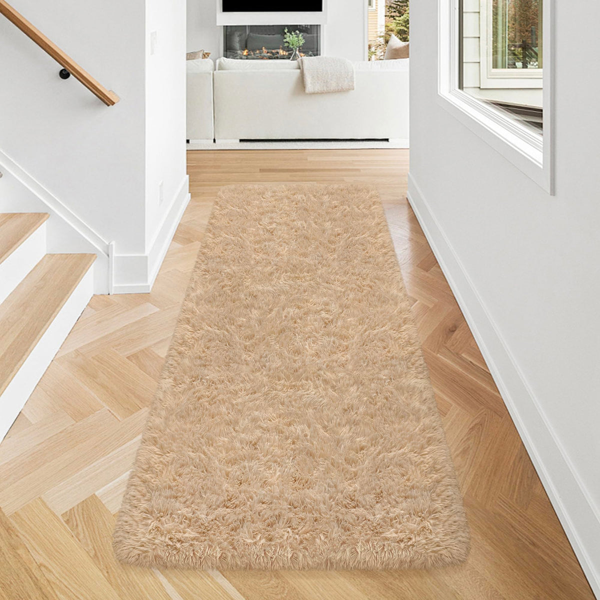 JiaoBaba Rainbow Tie-Dye Fluffy Area Rug for Kids