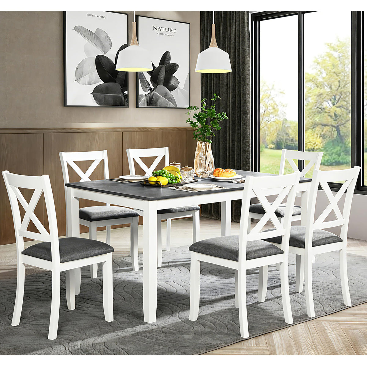 Harper & Bright Designs Wood Dining Table Set, Kitchen Furniture Set with with Table and Chairs