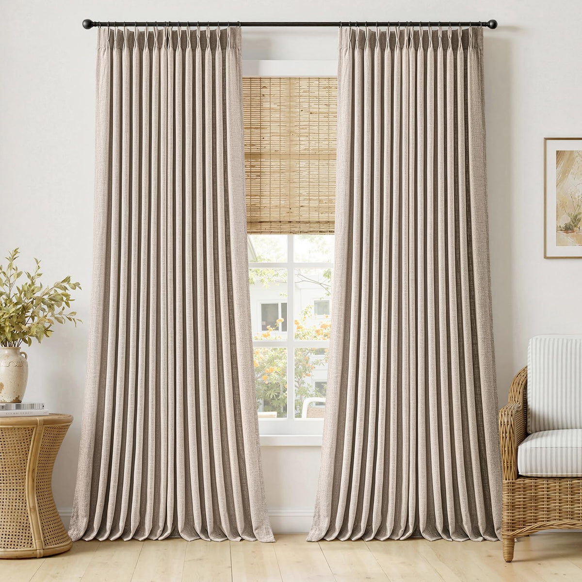 MIULEE Pinch Pleated Linen Light Filtering Curtains