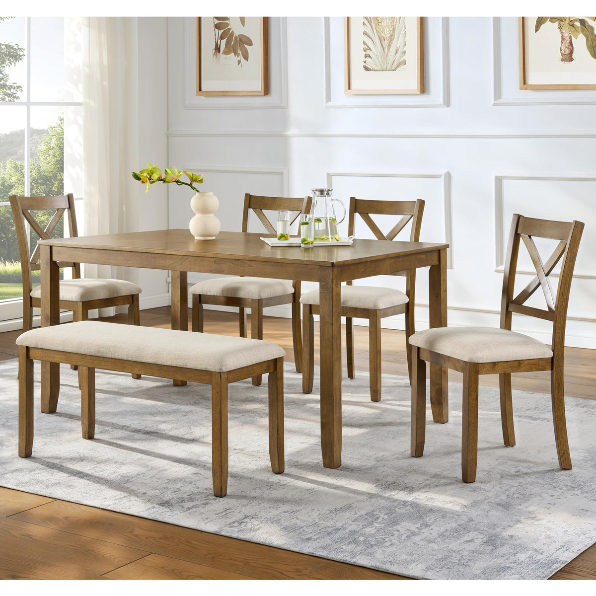 Harper & Bright Designs Wood Dining Table Set, Kitchen Furniture Set with with Table and Chairs