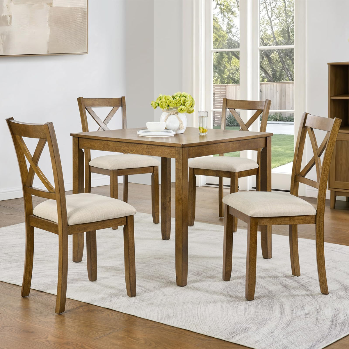 Harper & Bright Designs Wood Dining Table Set, Kitchen Furniture Set with with Table and Chairs