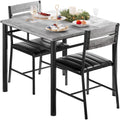 IRONCK Dining Table Set for 2, Small Kitchen Table with Upholstered Chairs Dinning Table Set for Kitchen & Dining Room, Compact Dining Set for Small Spaces