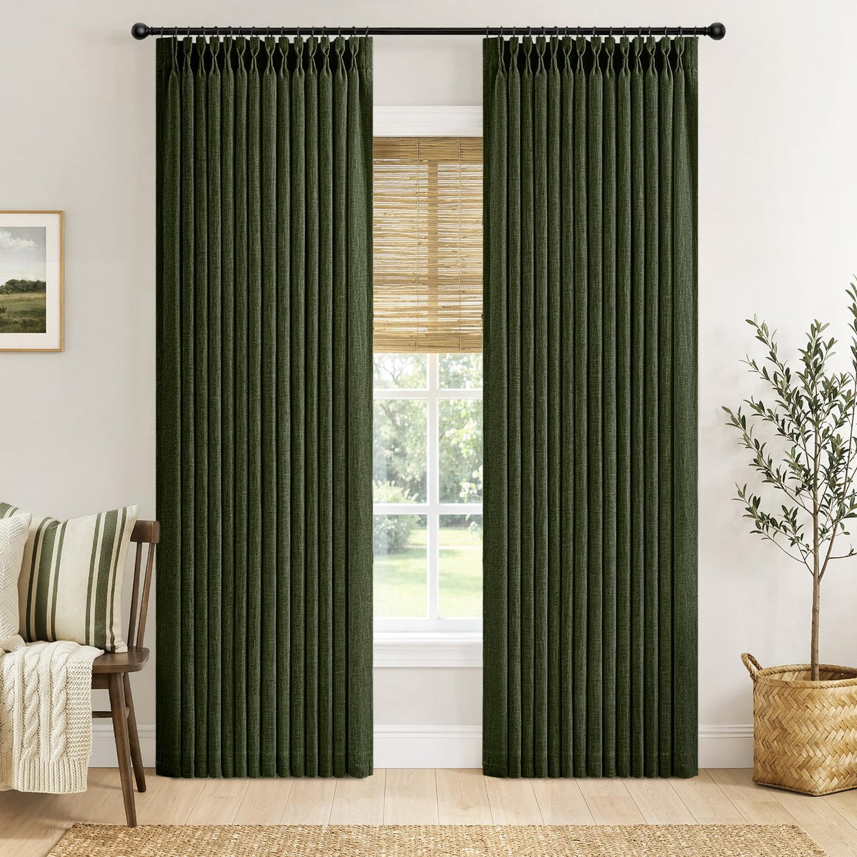 MIULEE Pinch Pleated Linen Light Filtering Curtains
