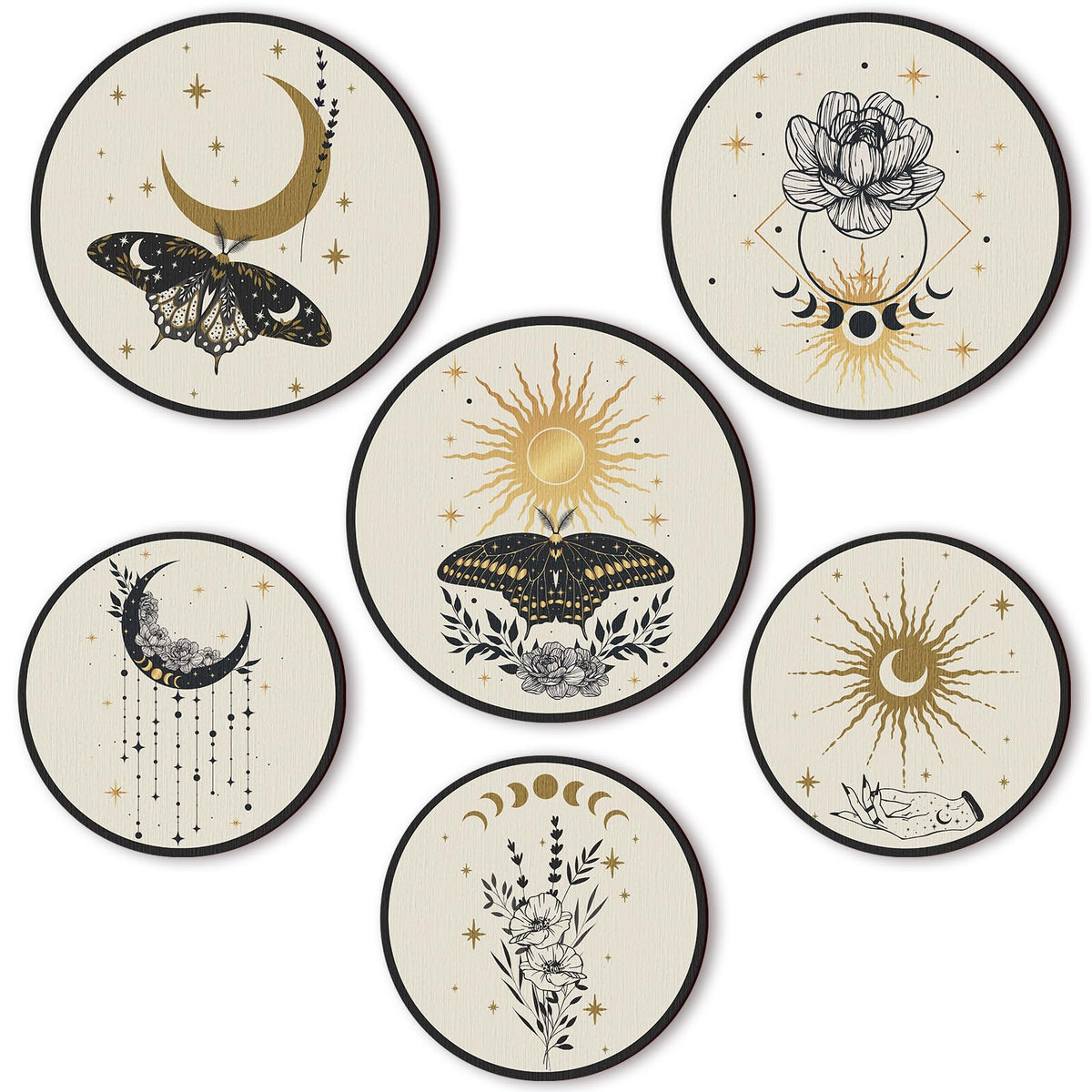 Barydat 6 Pcs Boho Wooden Plant Wall Art Decor