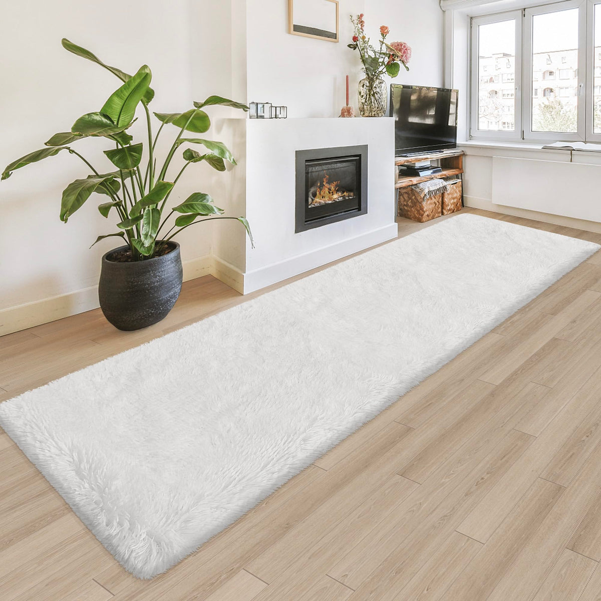 JiaoBaba Rainbow Tie-Dye Fluffy Area Rug for Kids