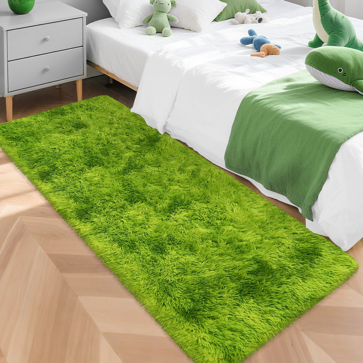 JiaoBaba Rainbow Tie-Dye Fluffy Area Rug for Kids