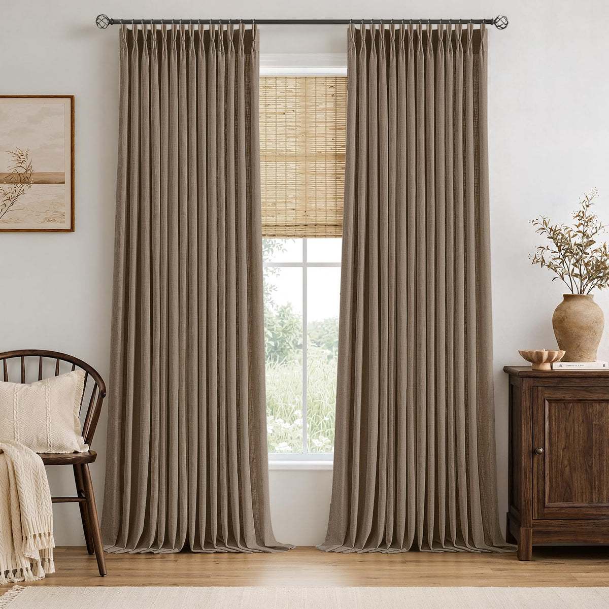 MIULEE Pinch Pleated Linen Light Filtering Curtains