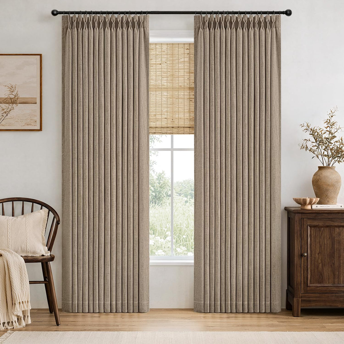 MIULEE Pinch Pleated Linen Light Filtering Curtains